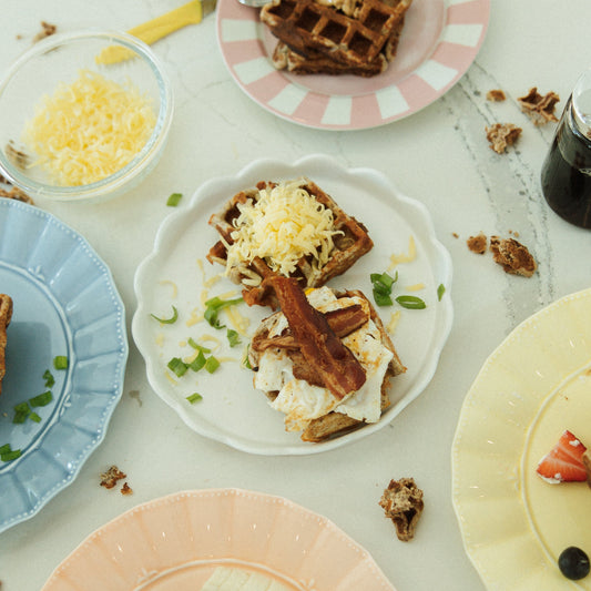 Cheddar Chive Protein Sourdough Waffle